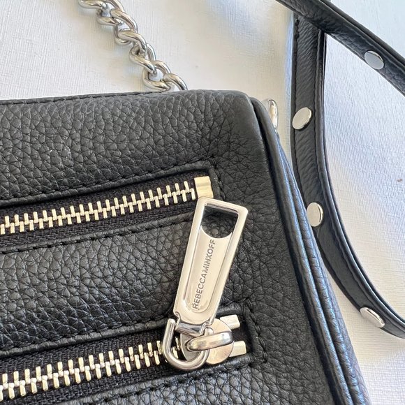 Rebecca Minkoff “5 Zip Crossbody” Bag in Black Leather & Silver Hardware - Picture 11 of 12